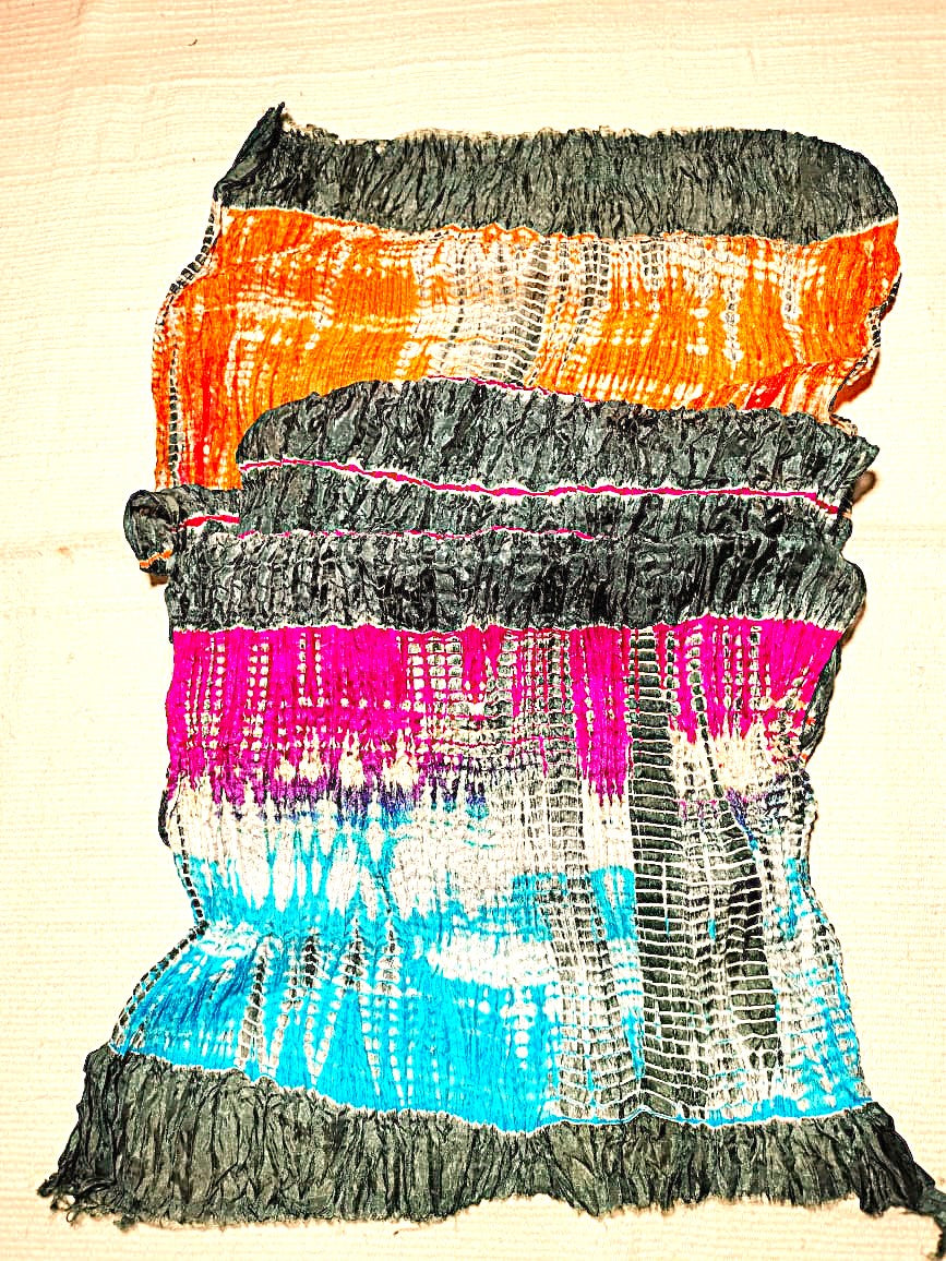 Shibori silk scarves/dupattas