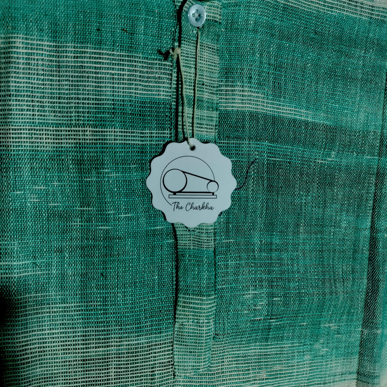 Short sleeves cotton khadi unisex kurta