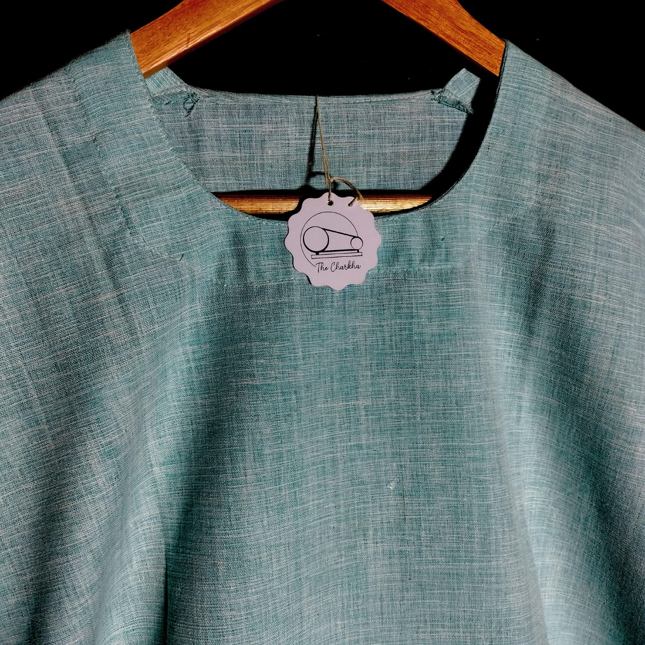Short sleeves cotton khadi long kurta for women and girls