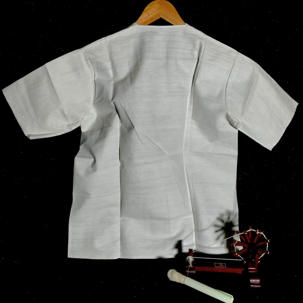 Short sleeves white cotton khadi short kurta for women and girls