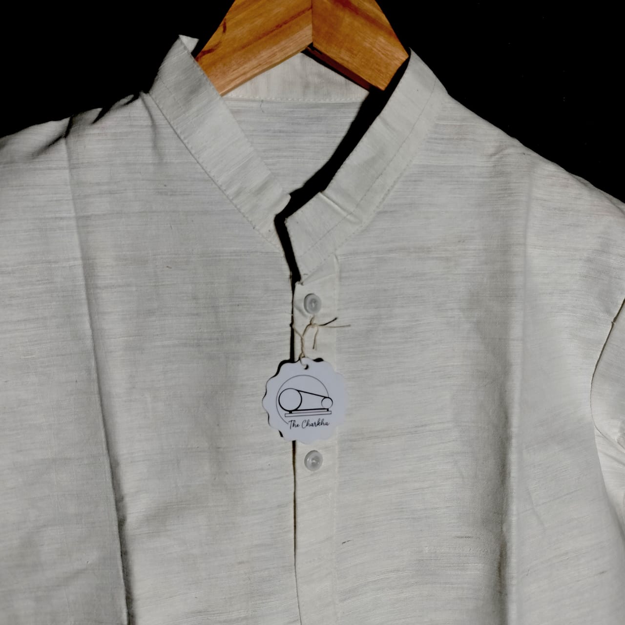Short sleeves white cotton khadi unisex kurta