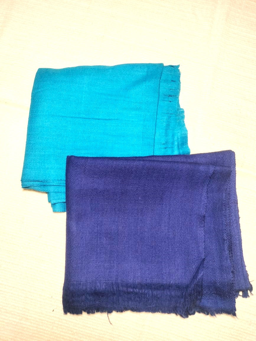 blue plain wool scarves