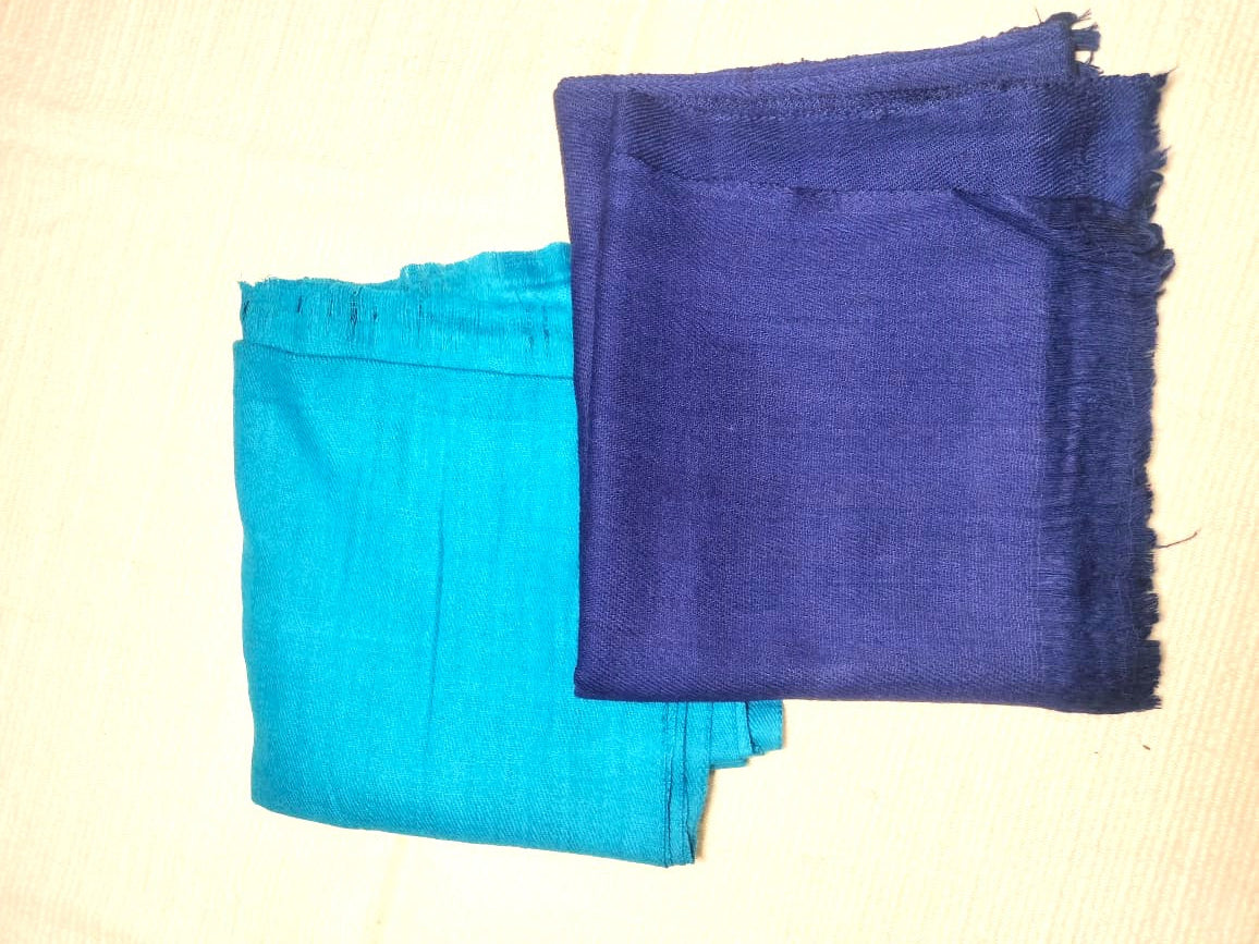 blue plain wool scarves