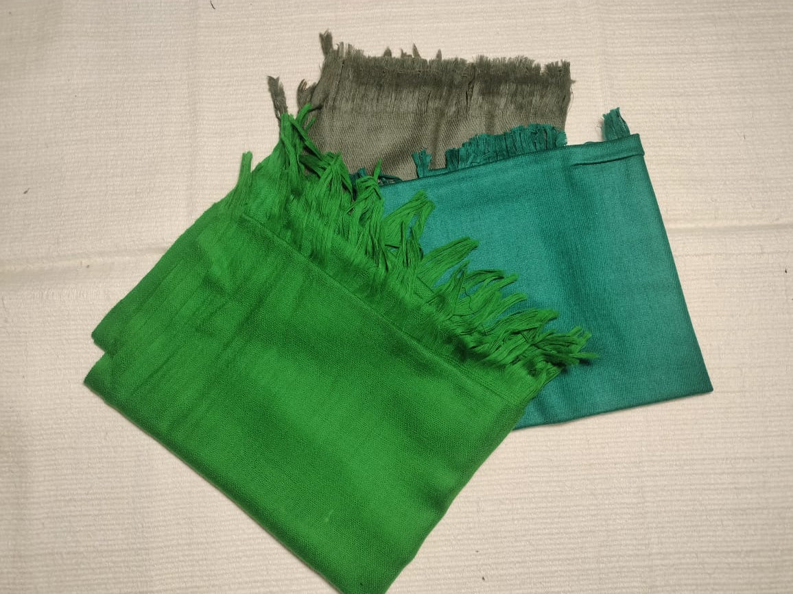 green plain wool scarves