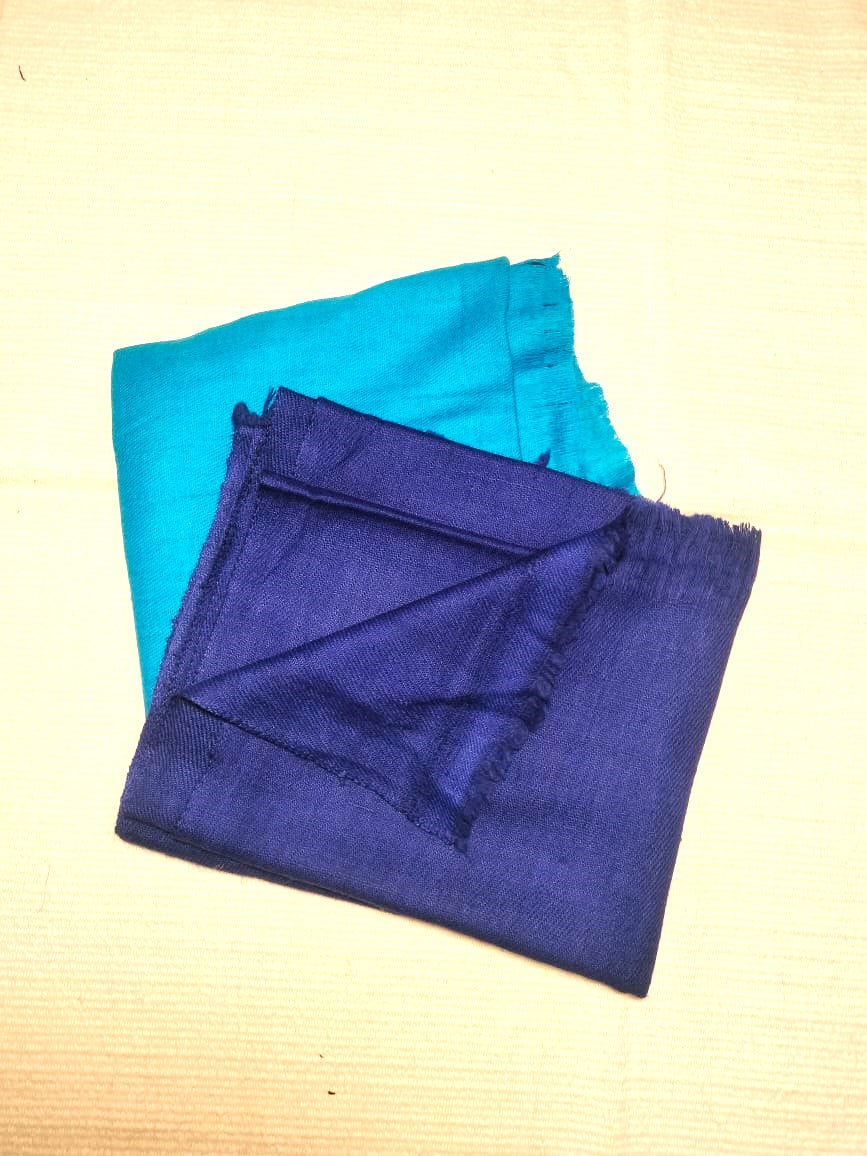 blue plain wool scarves