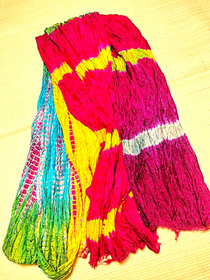 Shibori silk scarves/dupattas