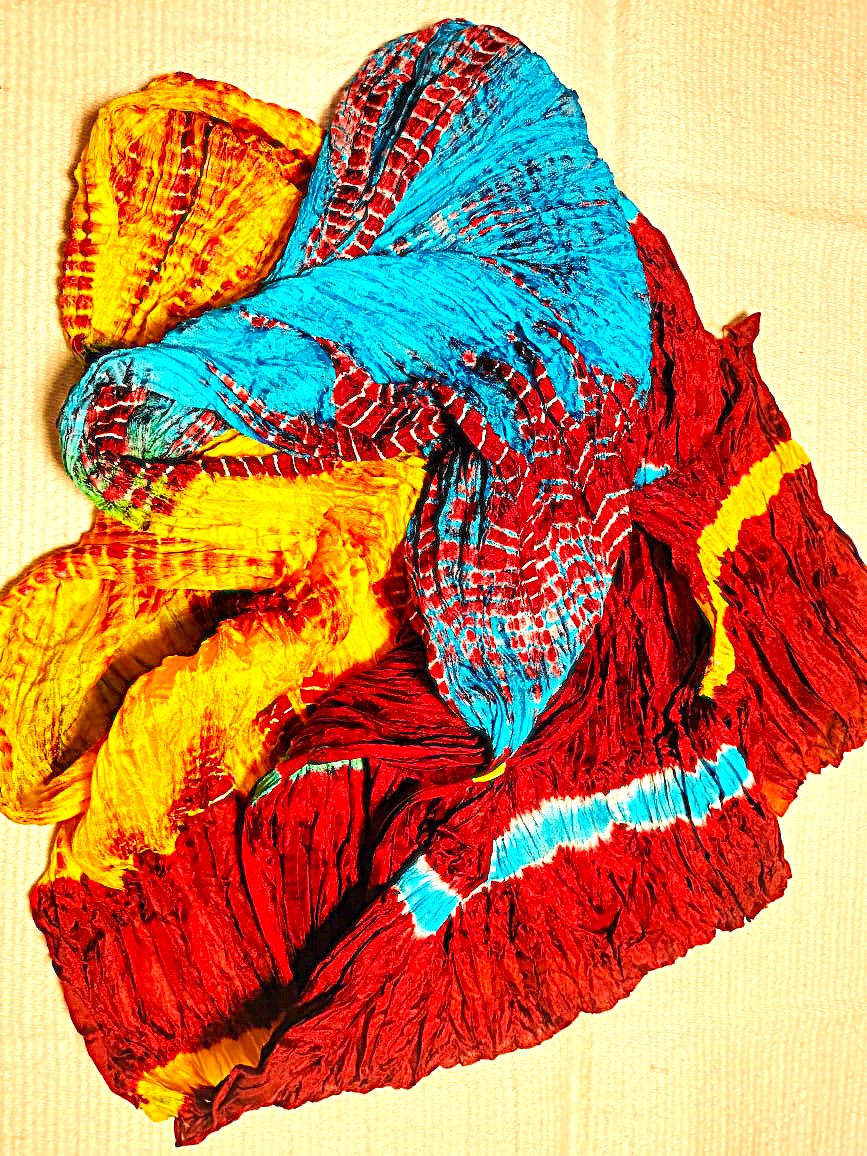 Shibori silk scarves/dupattas