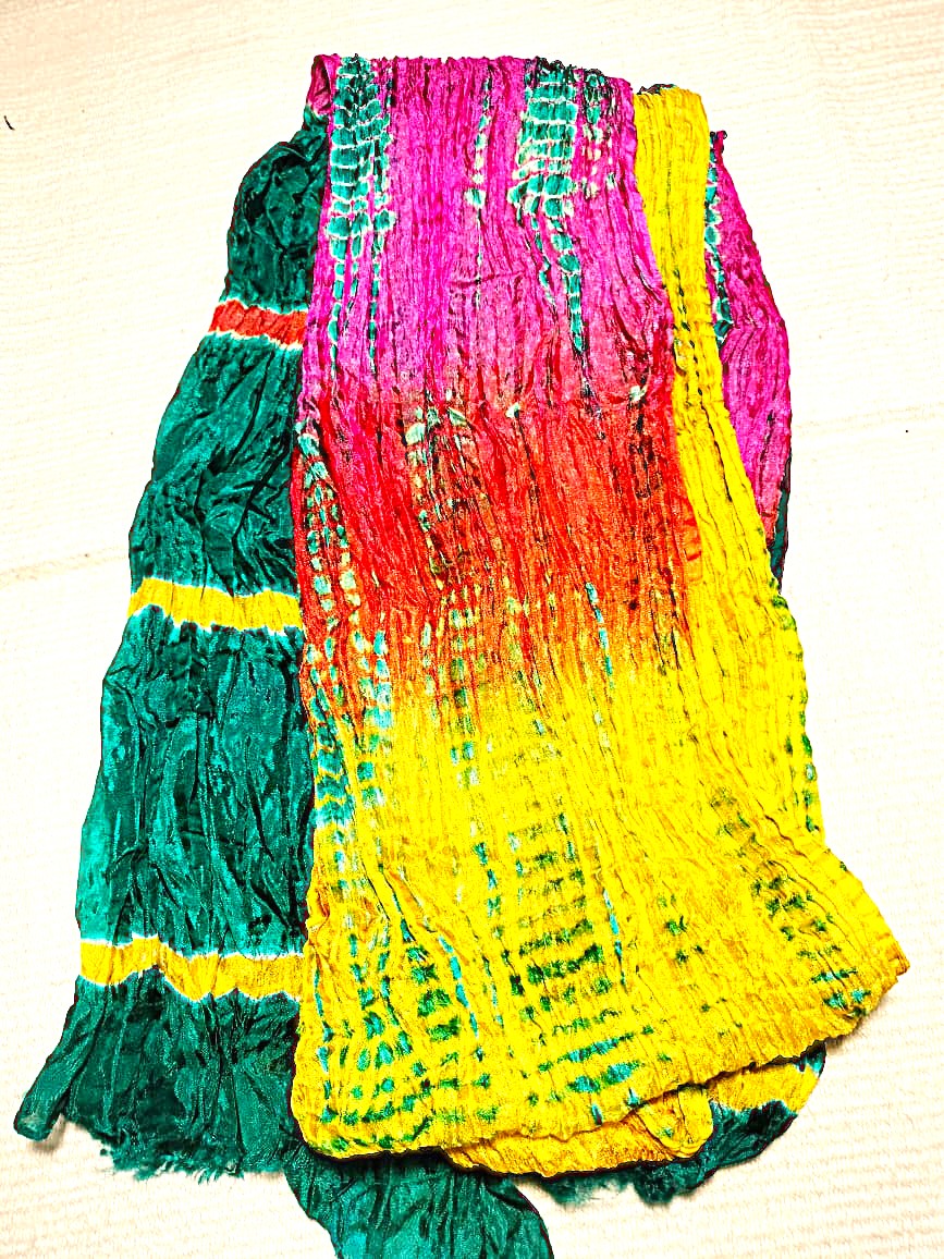 Shibori silk scarves/dupattas