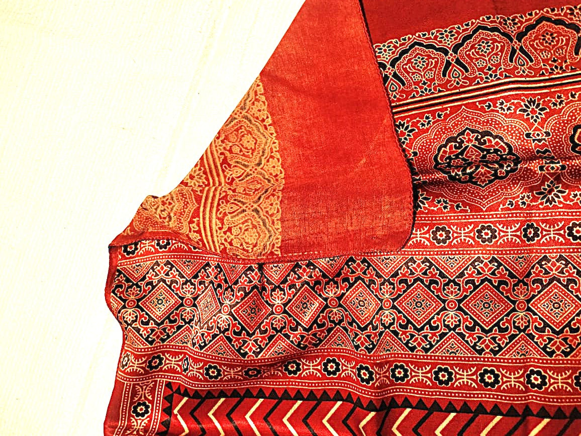 Ajrakh silk scarf/dupatta