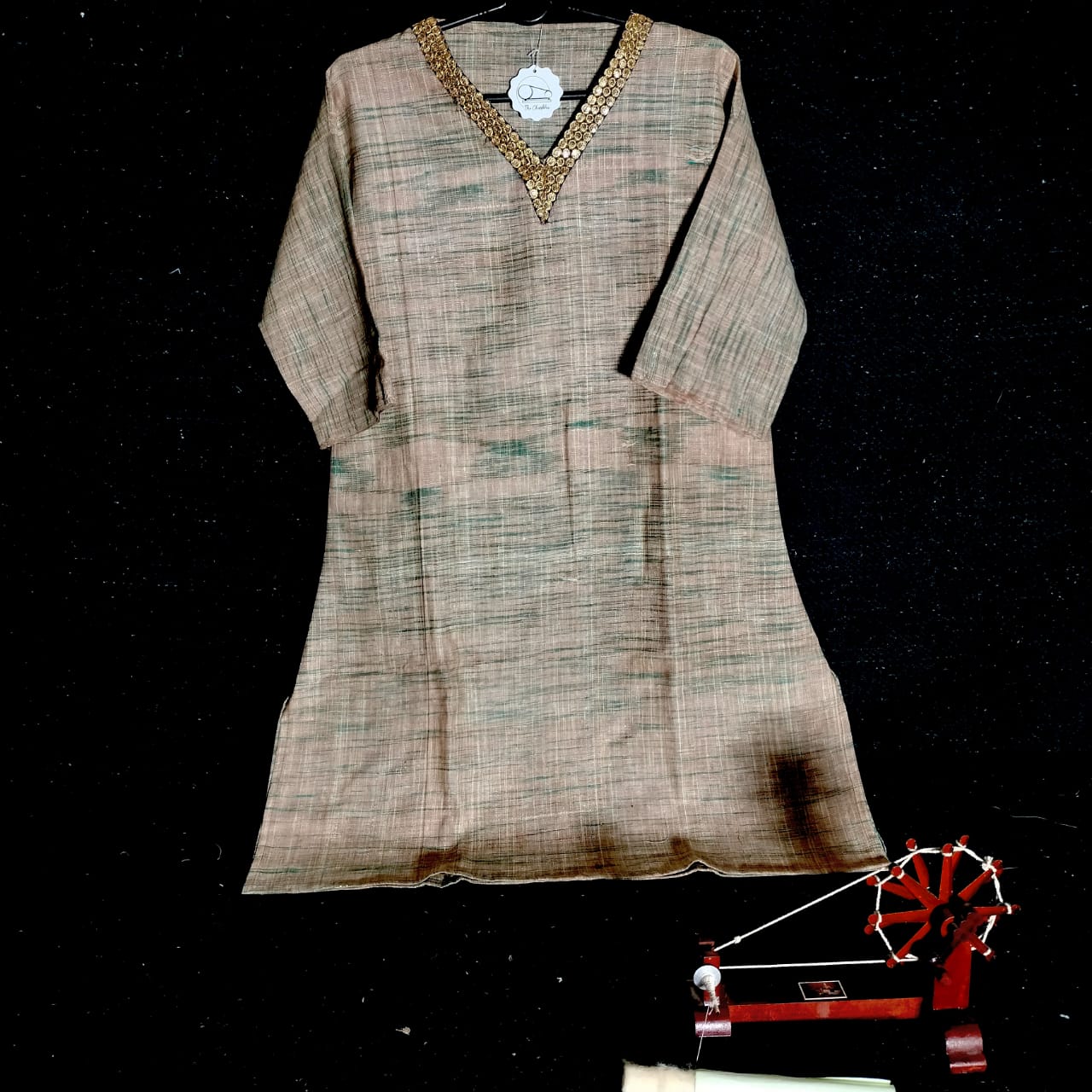 Short sleeves cotton khadi kurta for women and girls