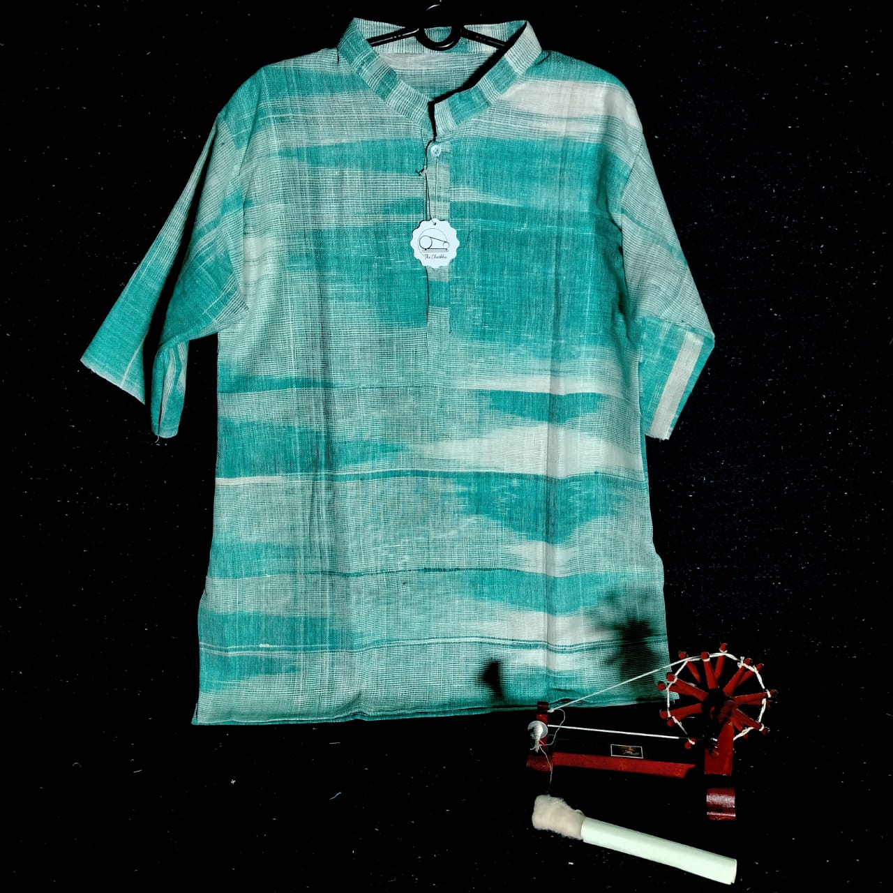 Short sleeves cotton khadi unisex kurta