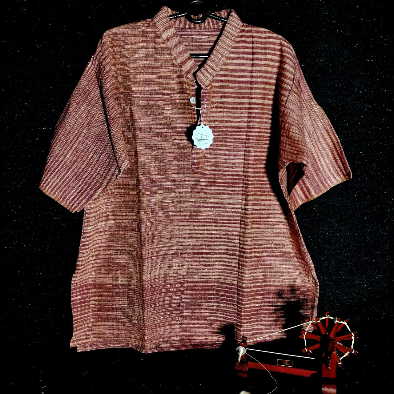 Short sleeves cotton khadi unisex kurta