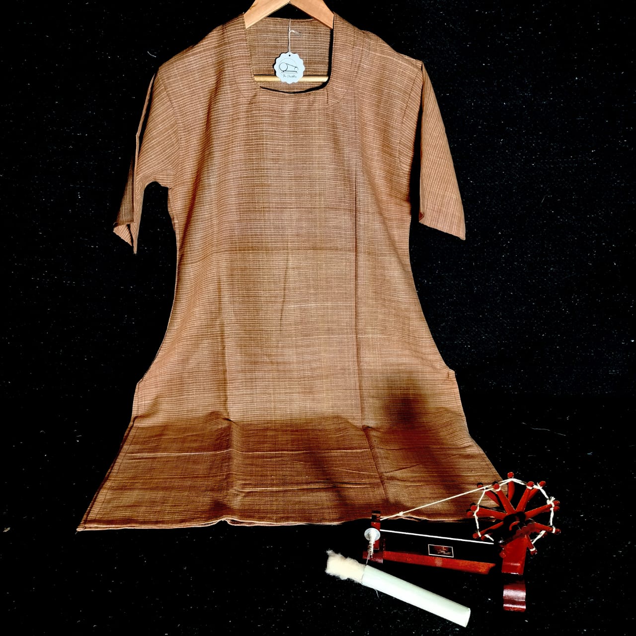 Short sleeves cotton khadi kurta for women and girls