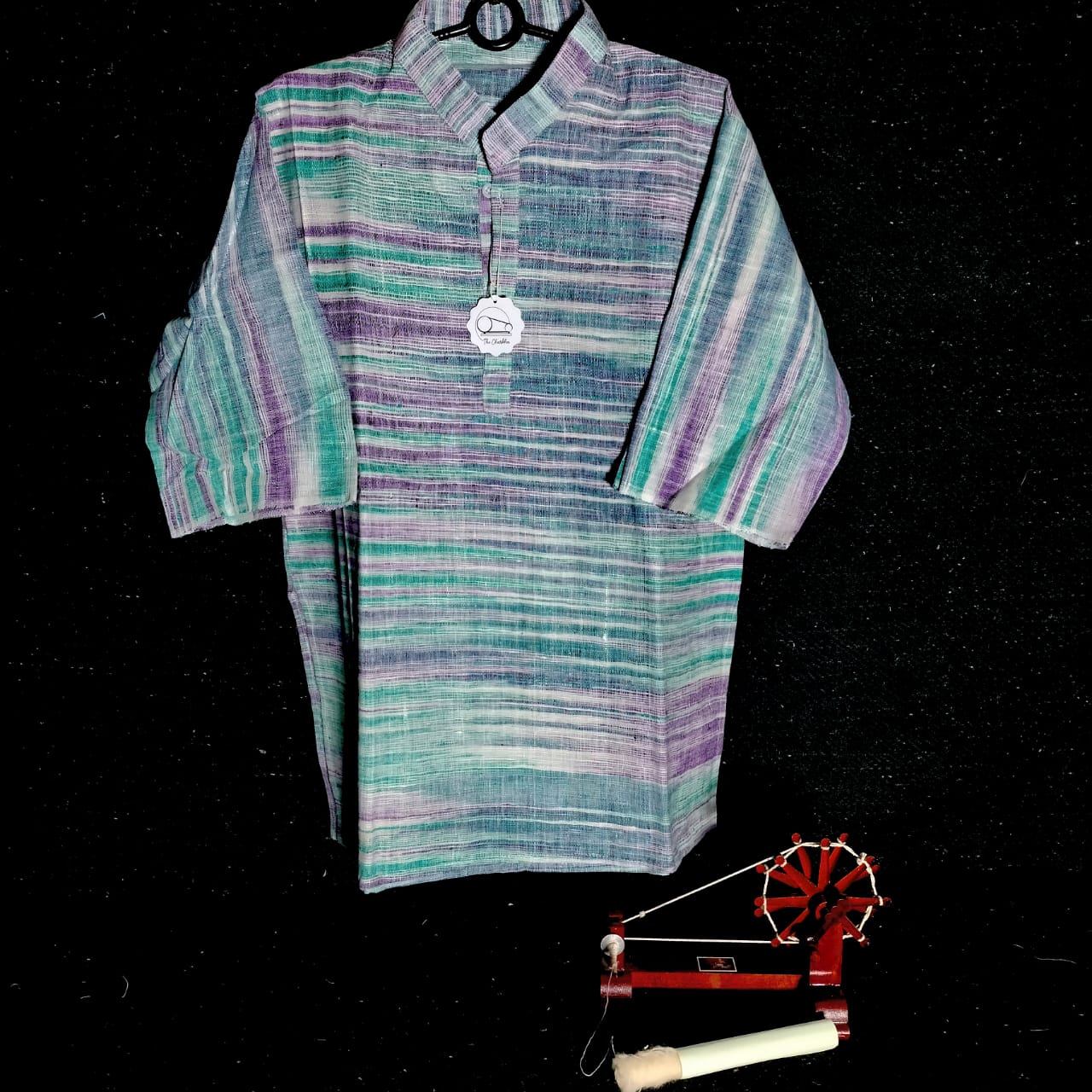 Short sleeves cotton khadi unisex kurta