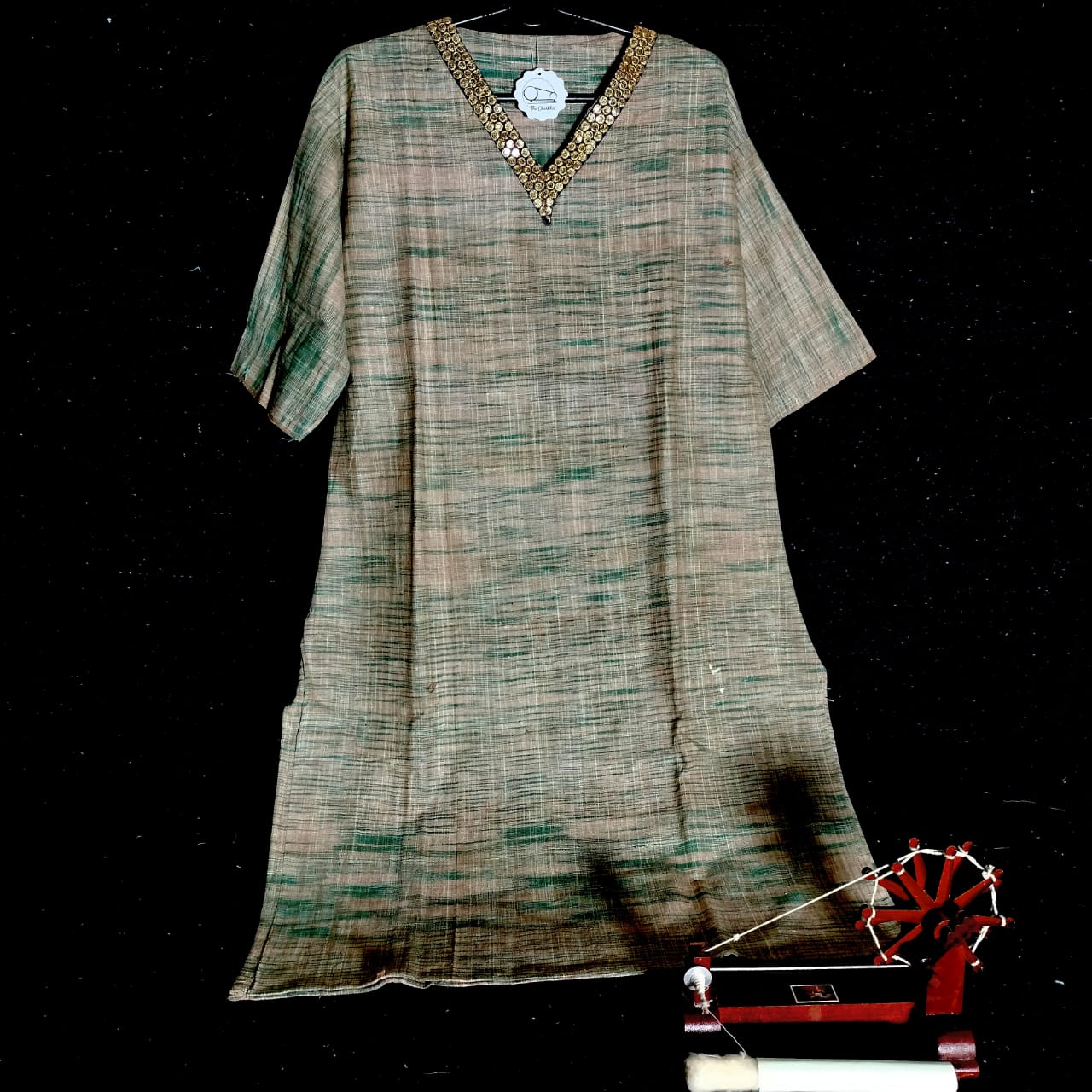 Short sleeves cotton khadi kurta for women and girls