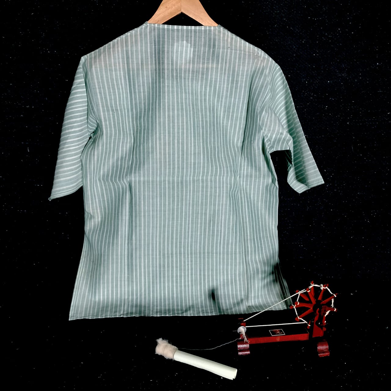 3/4 sleeves short cotton khadi stripe kurta top for girls and women