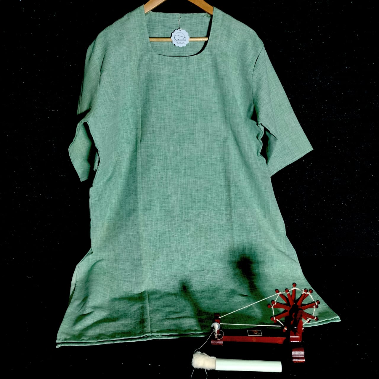 Half sleeve khadi cotton long kurta for women and girls