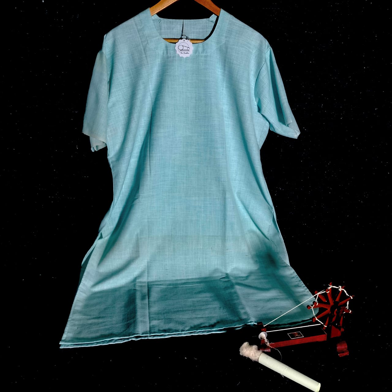 Short sleeves cotton khadi long kurta for women and girls
