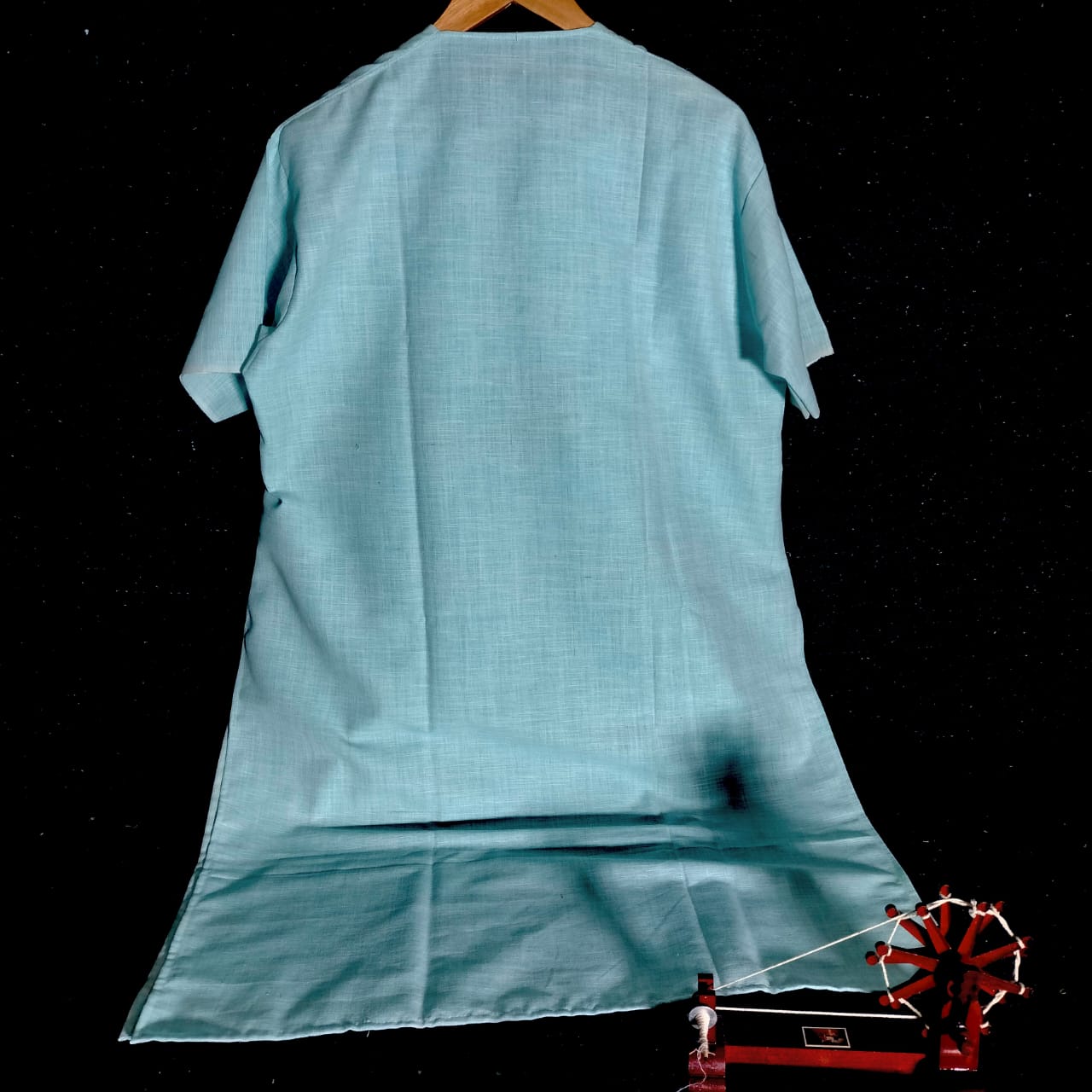 Short sleeves cotton khadi long kurta for women and girls