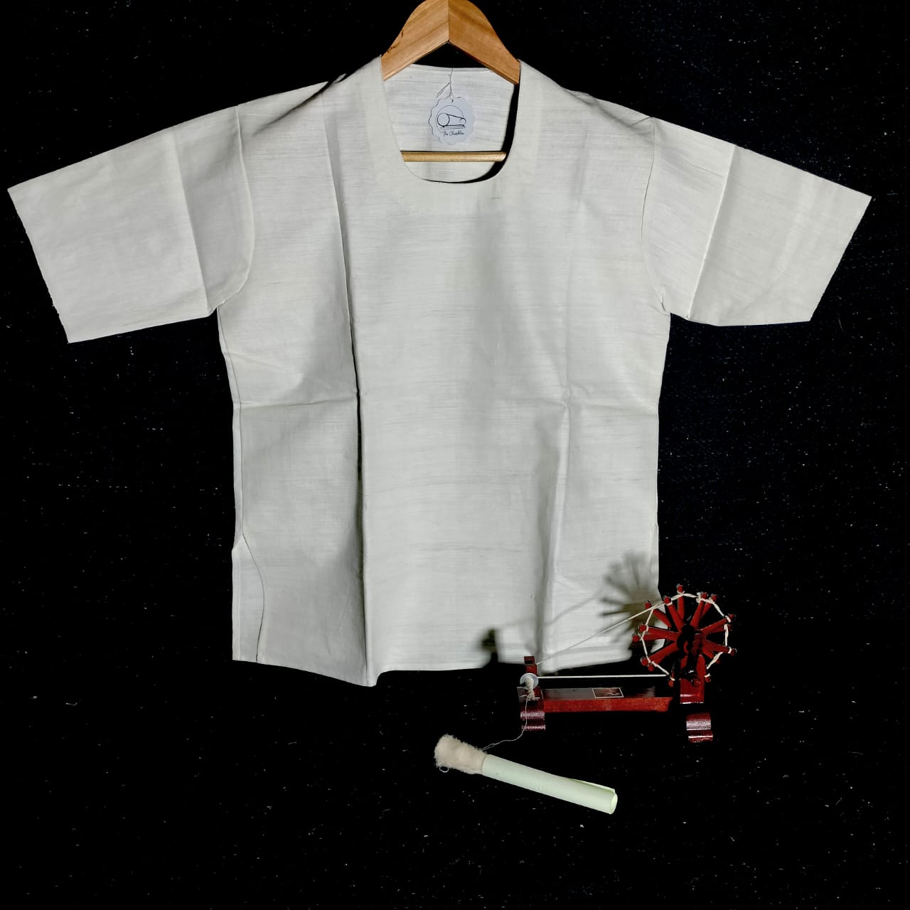 Short sleeves white cotton khadi short kurta for women and girls