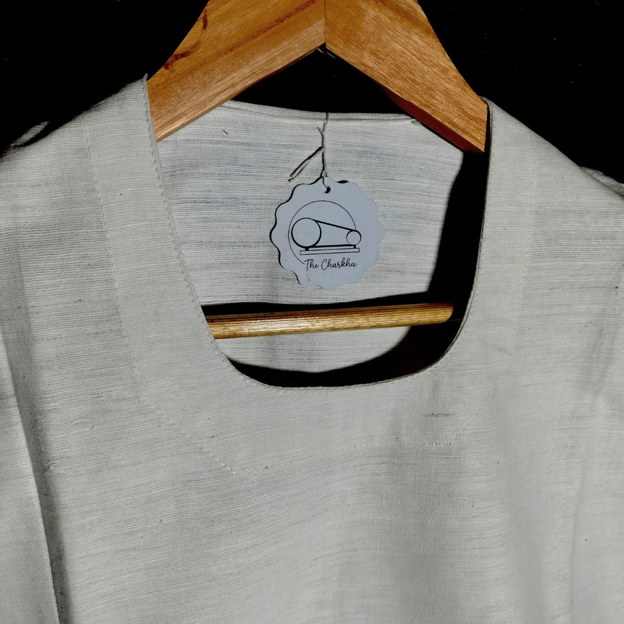Short sleeves white cotton khadi kurta for women and girls