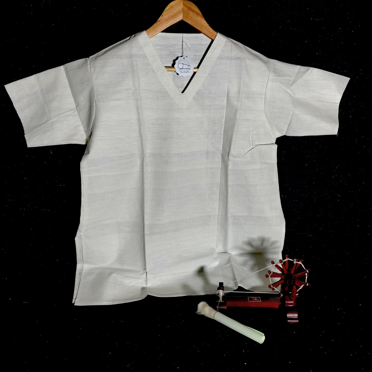 Short sleeves white cotton khadi kurta for women and girls