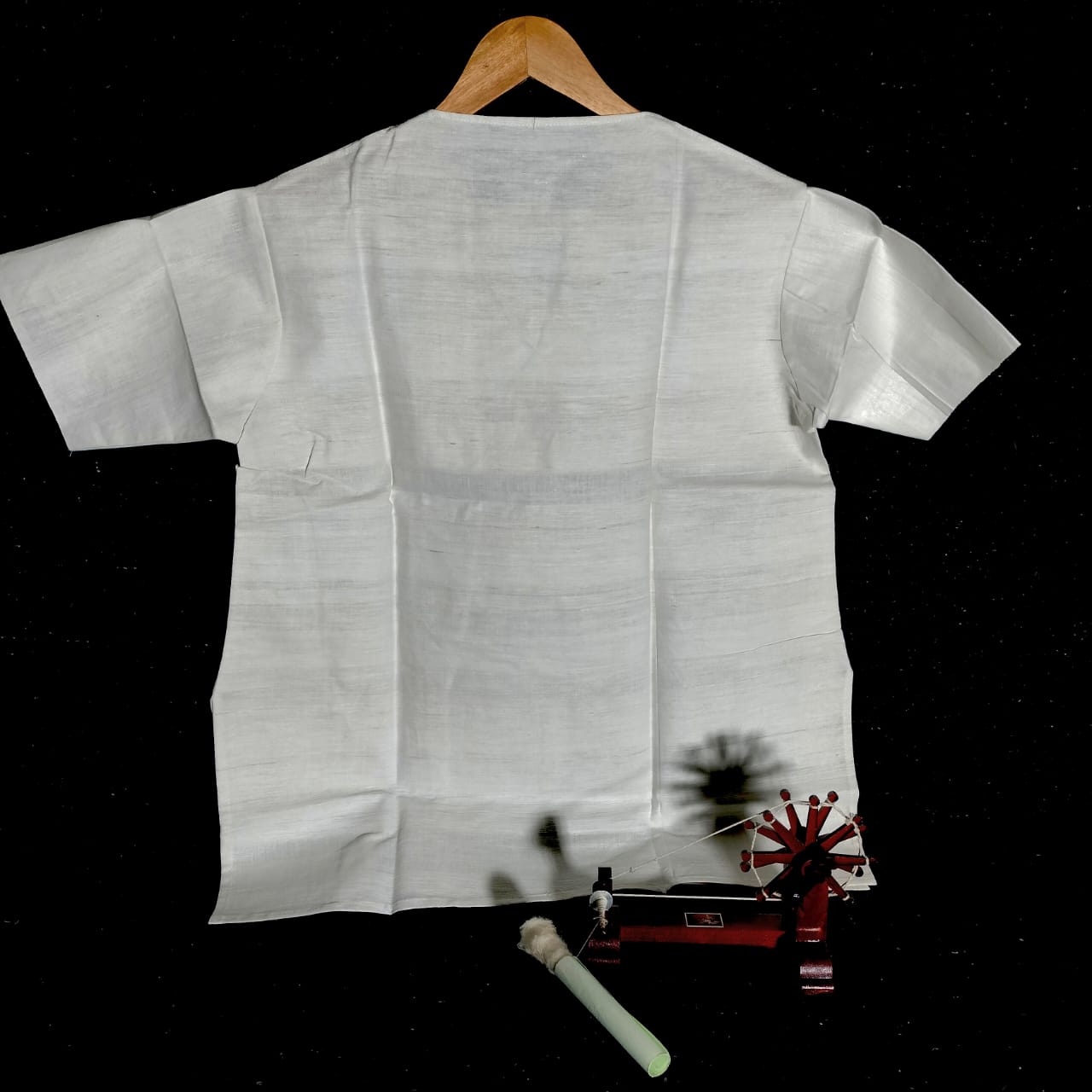 Short sleeves white cotton khadi kurta for women and girls