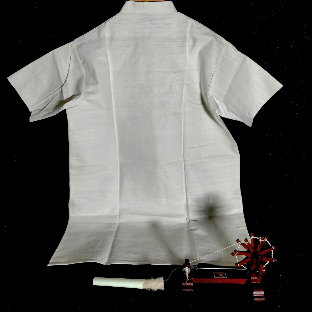 Short sleeves white cotton khadi unisex kurta