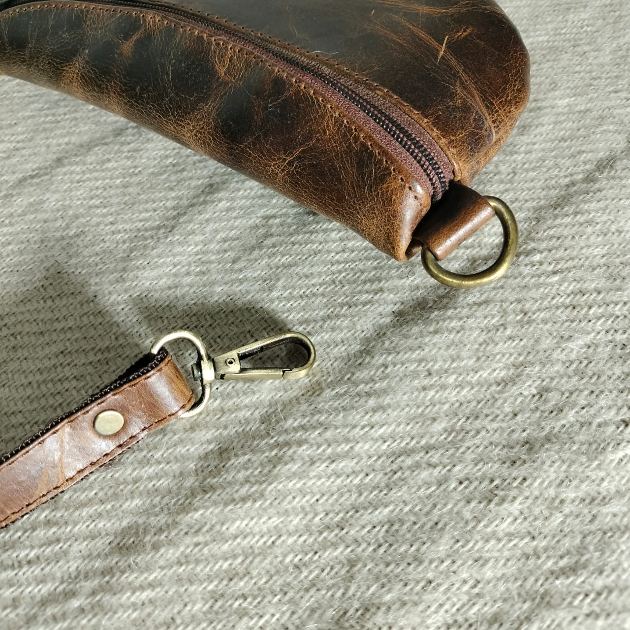 Leather unisex sling bag