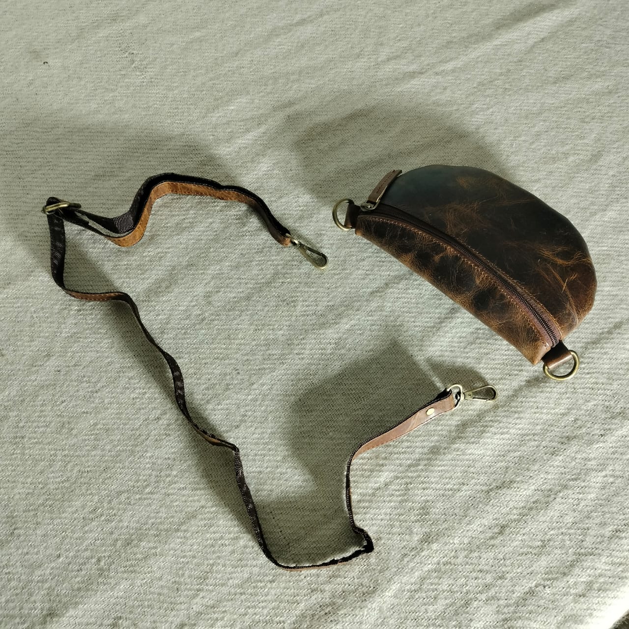 Leather unisex sling bag