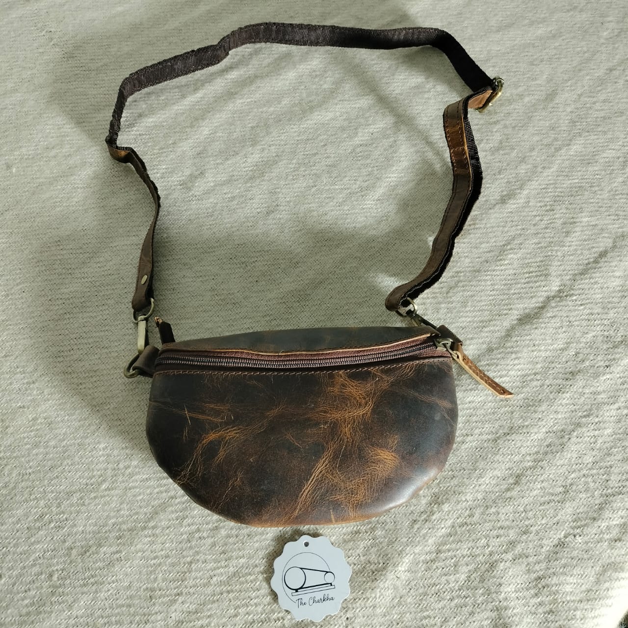 Leather unisex sling bag