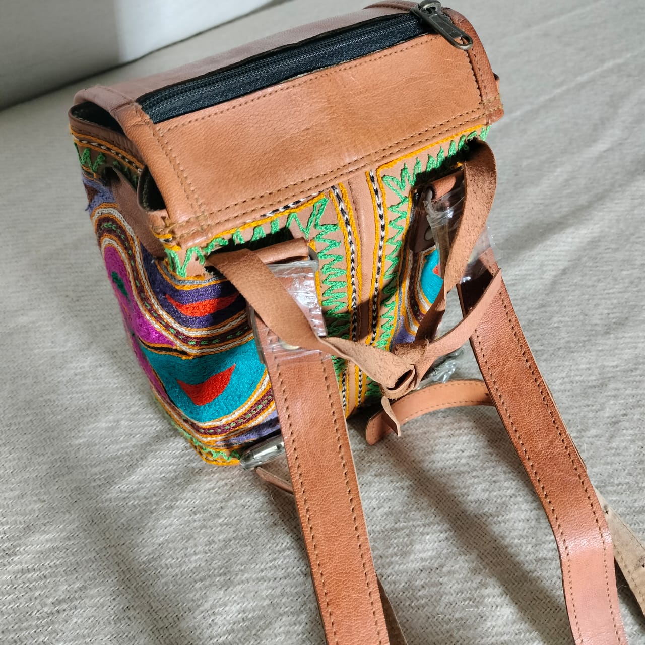 Handcrafted Leather embroidered pithu bag