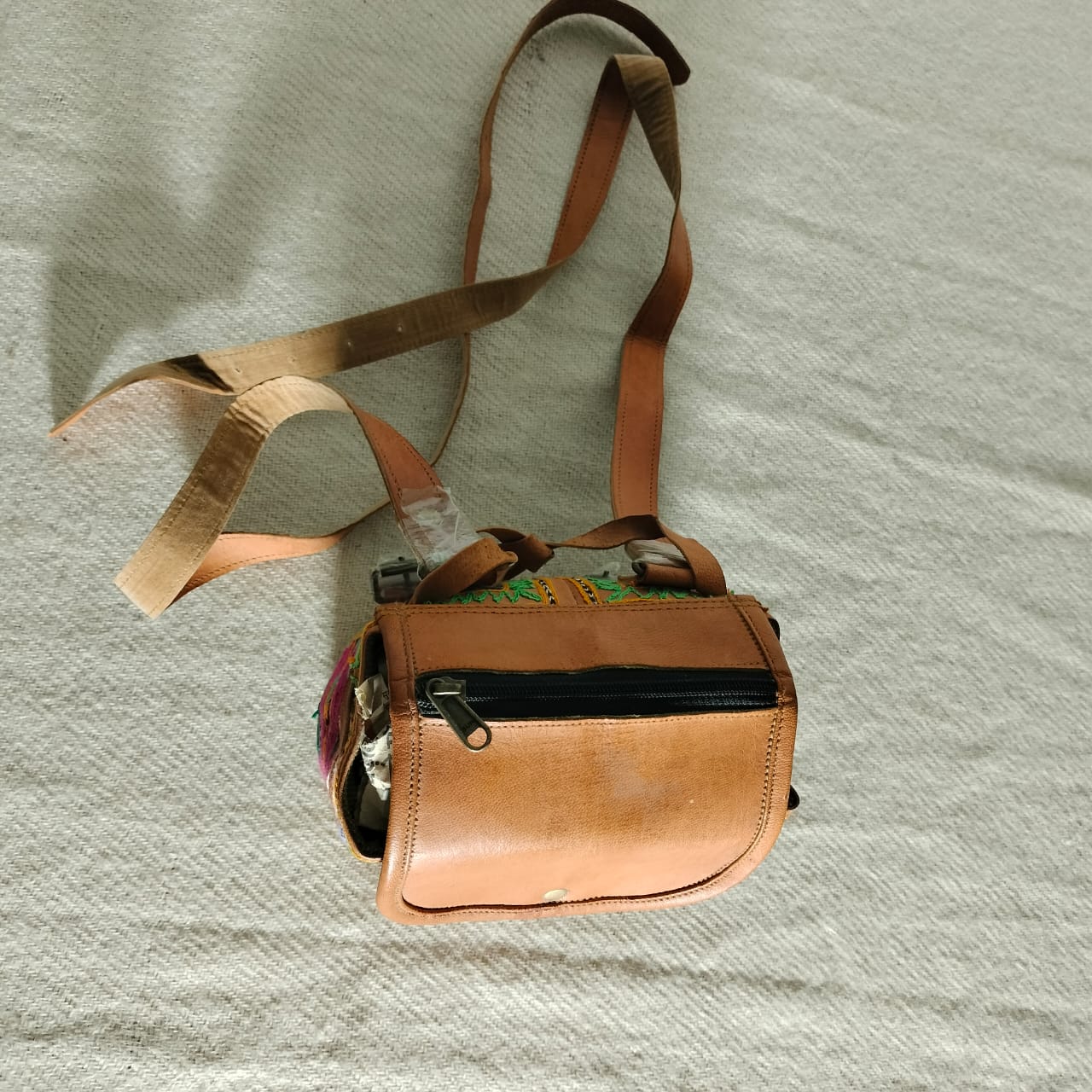 Handcrafted Leather embroidered pithu bag