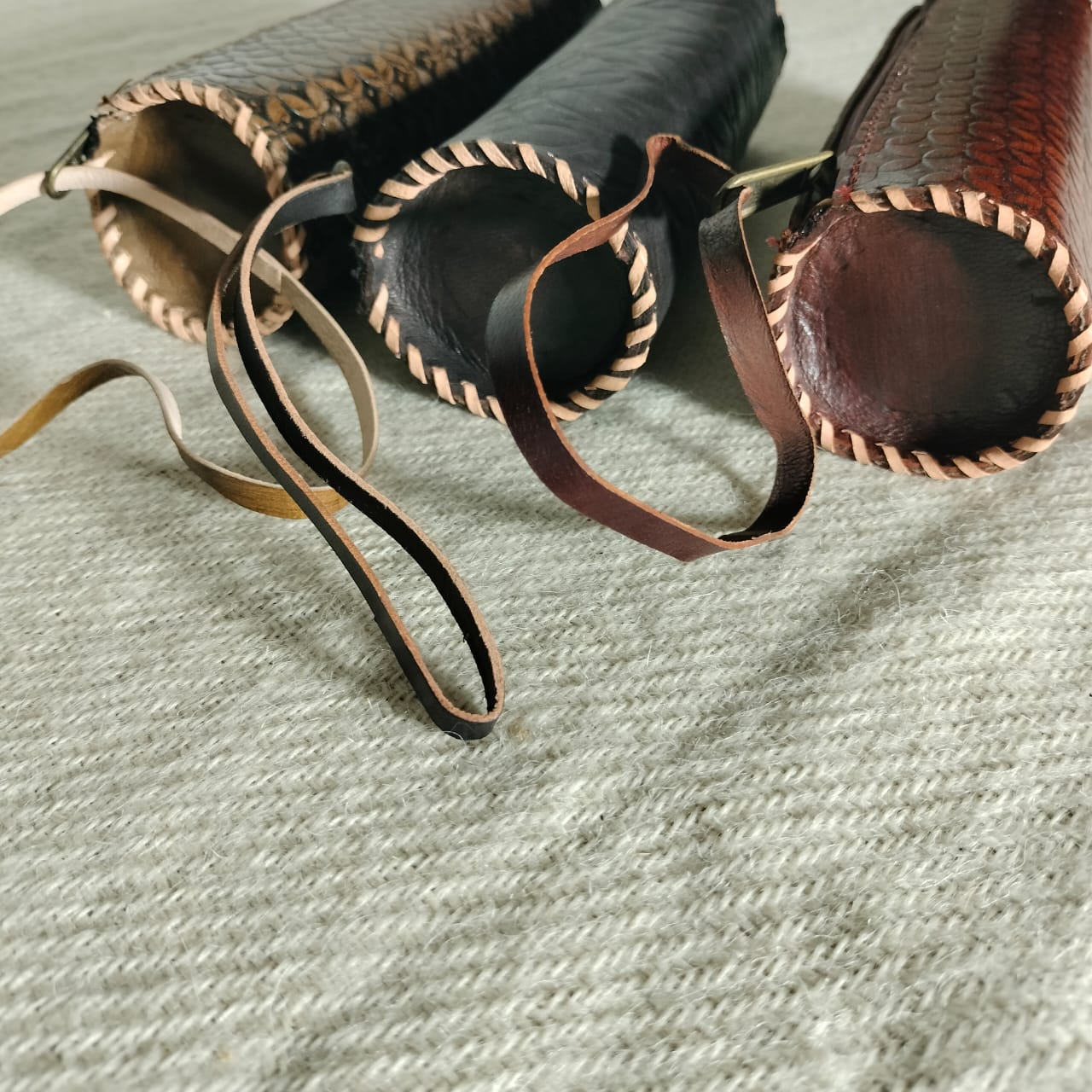 Buff leather pouch