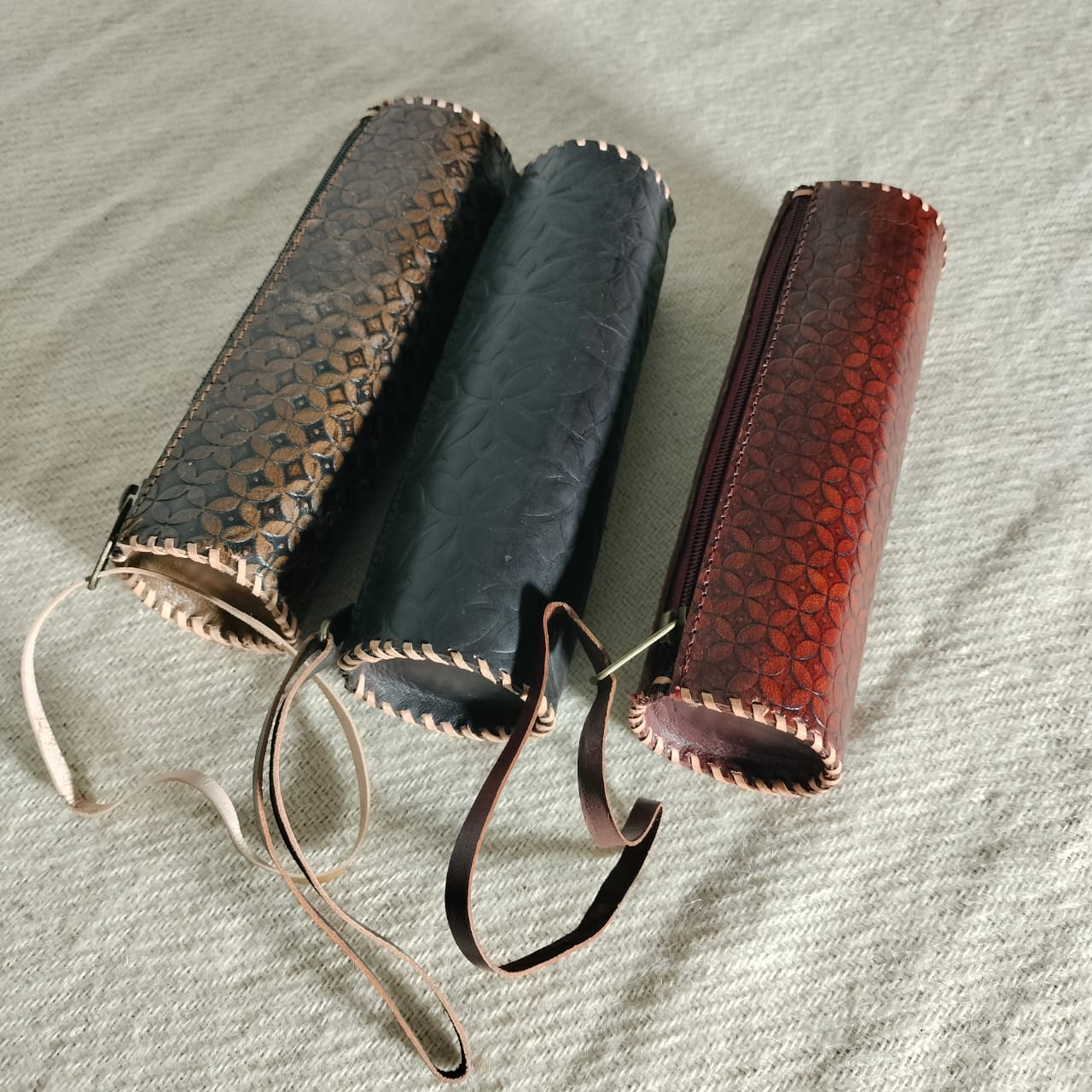Buff leather pouch
