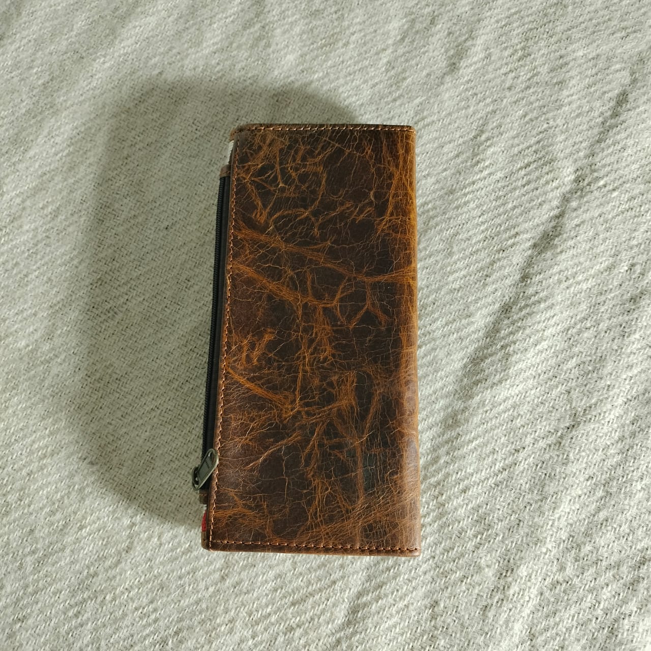 Leather durrie design clutch purse