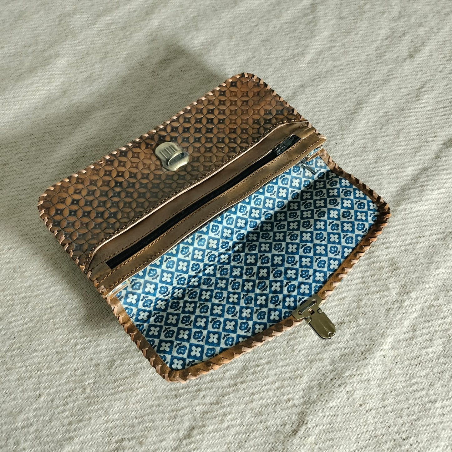Buff leather clutch purse for girls and women