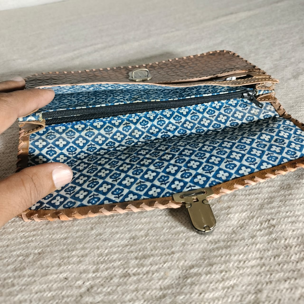 Buff leather clutch purse for girls and women