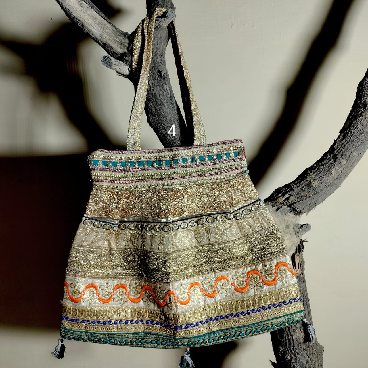 Textile zari shoulder bag for girls and women