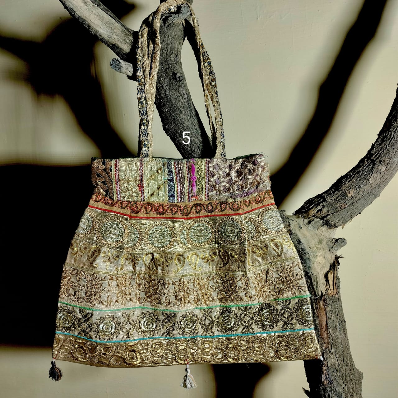 Textile zari shoulder bag for girls and women