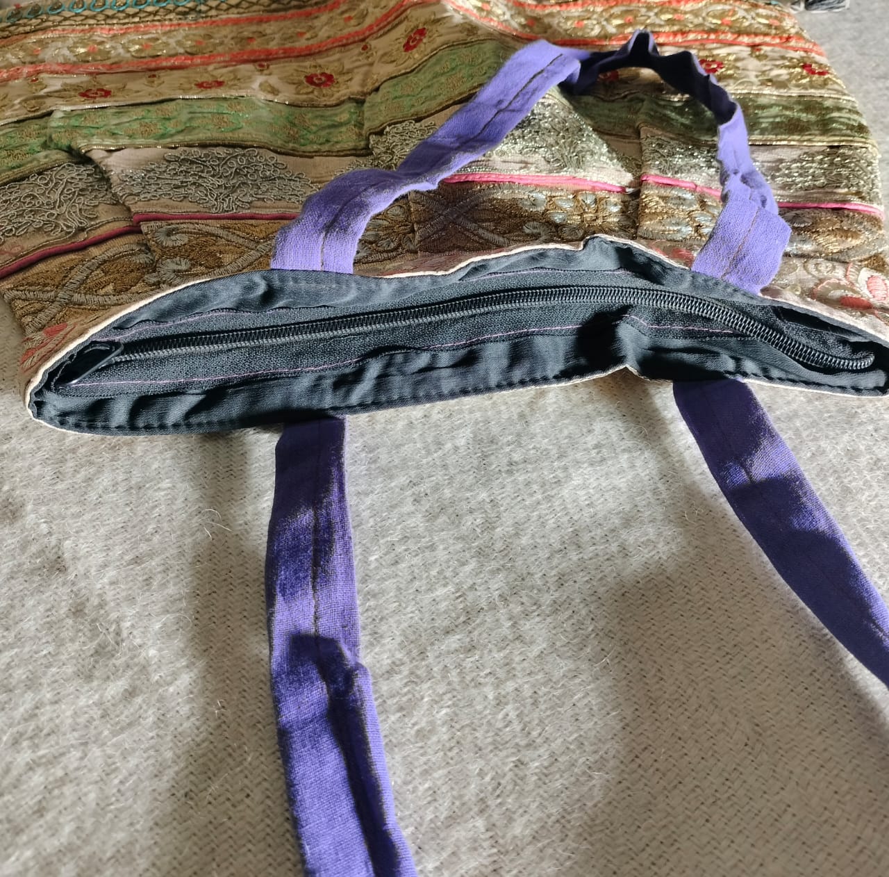 Textile zari shoulder bag for girls and women