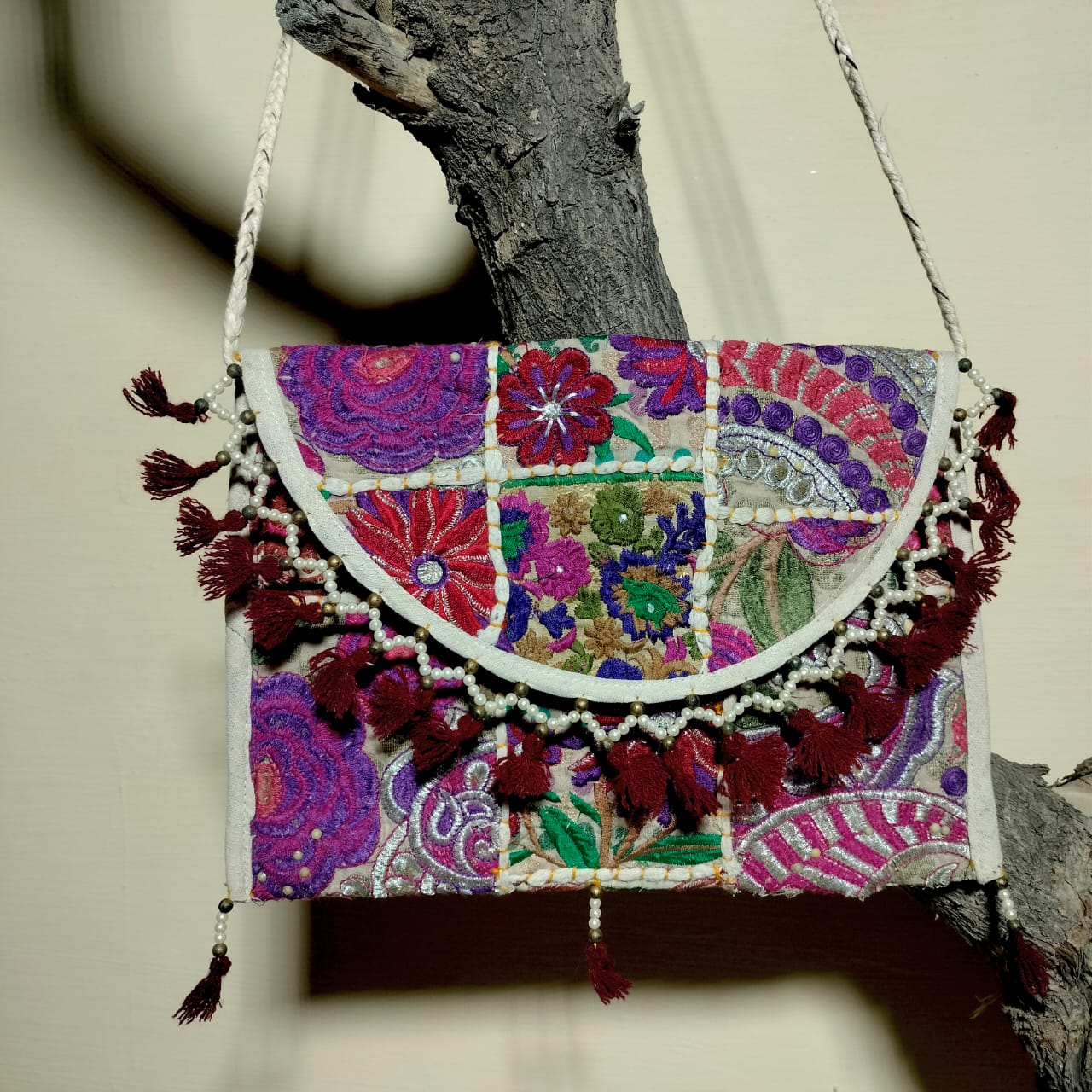 Patchwork sling bags available