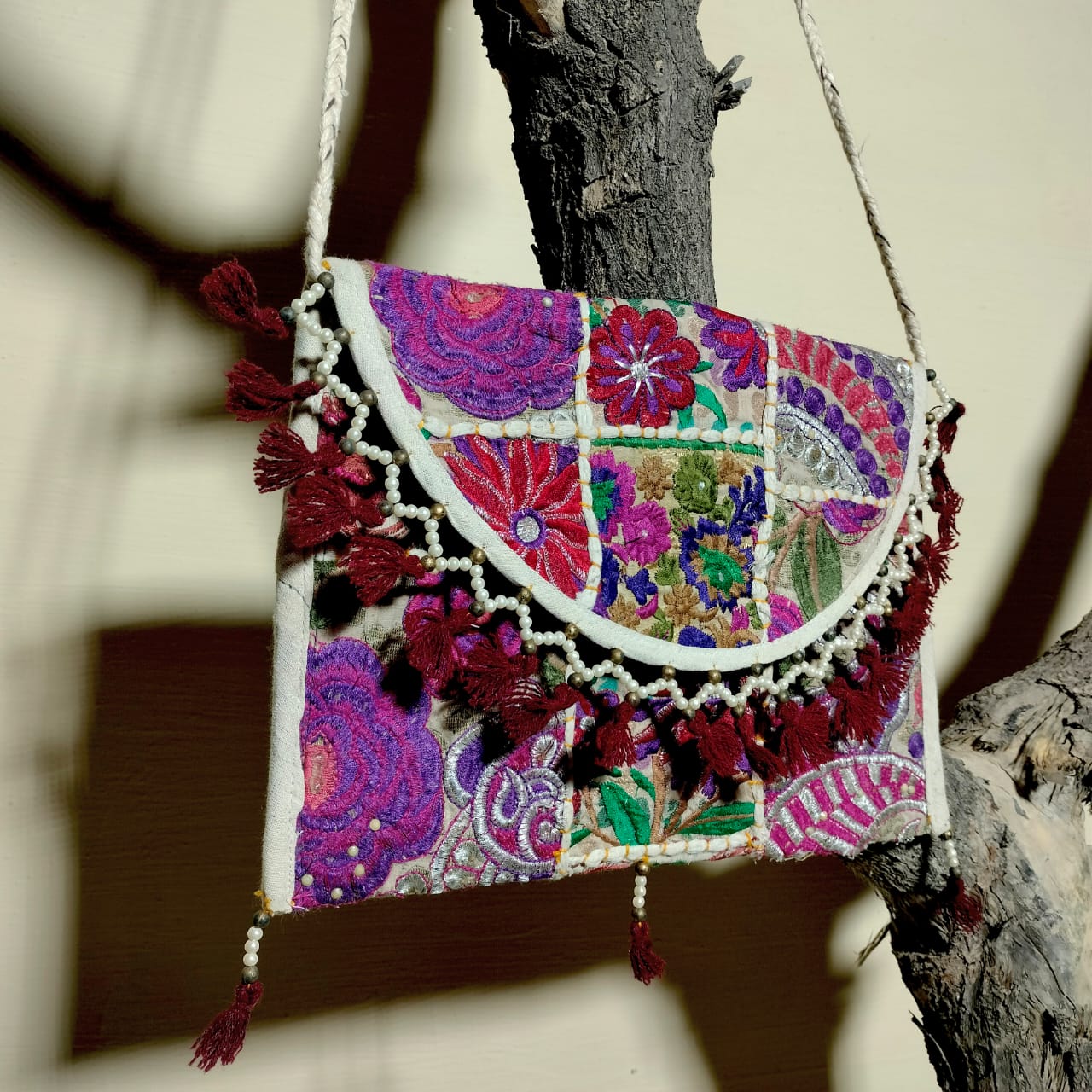 Patchwork sling bags available