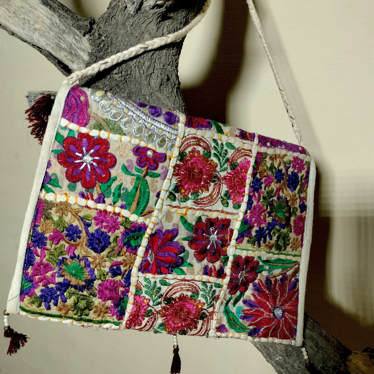 Patchwork sling bags available