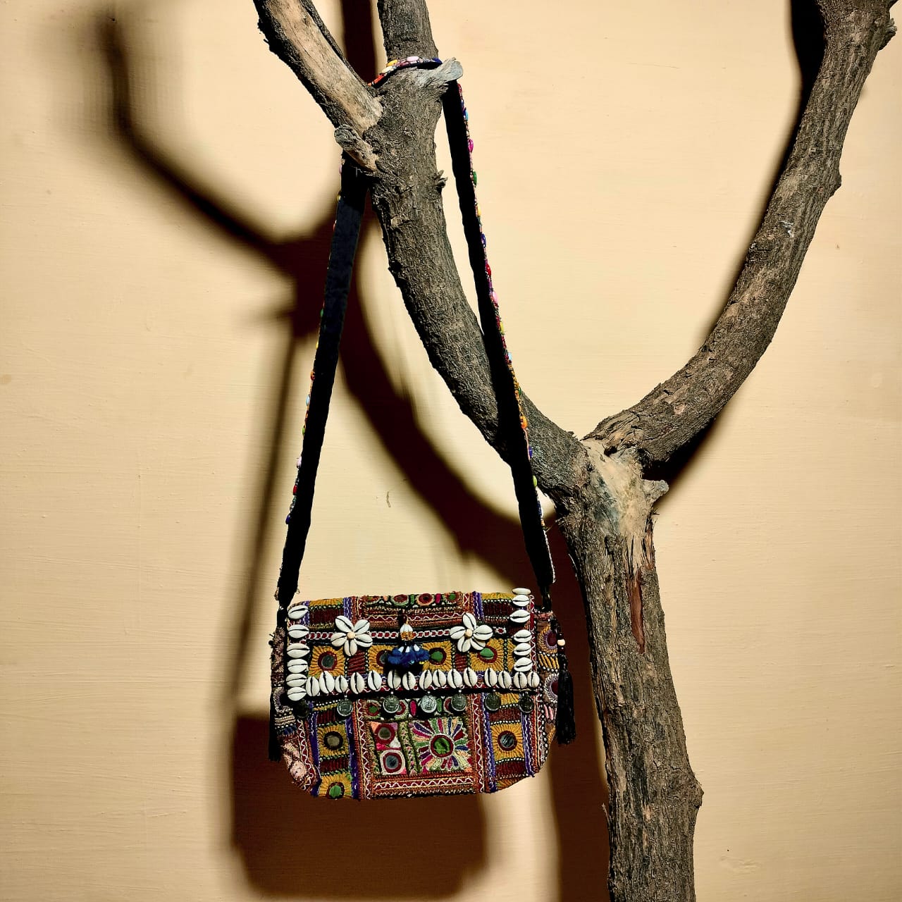 Handcrafted embroiderd tribal sling bag