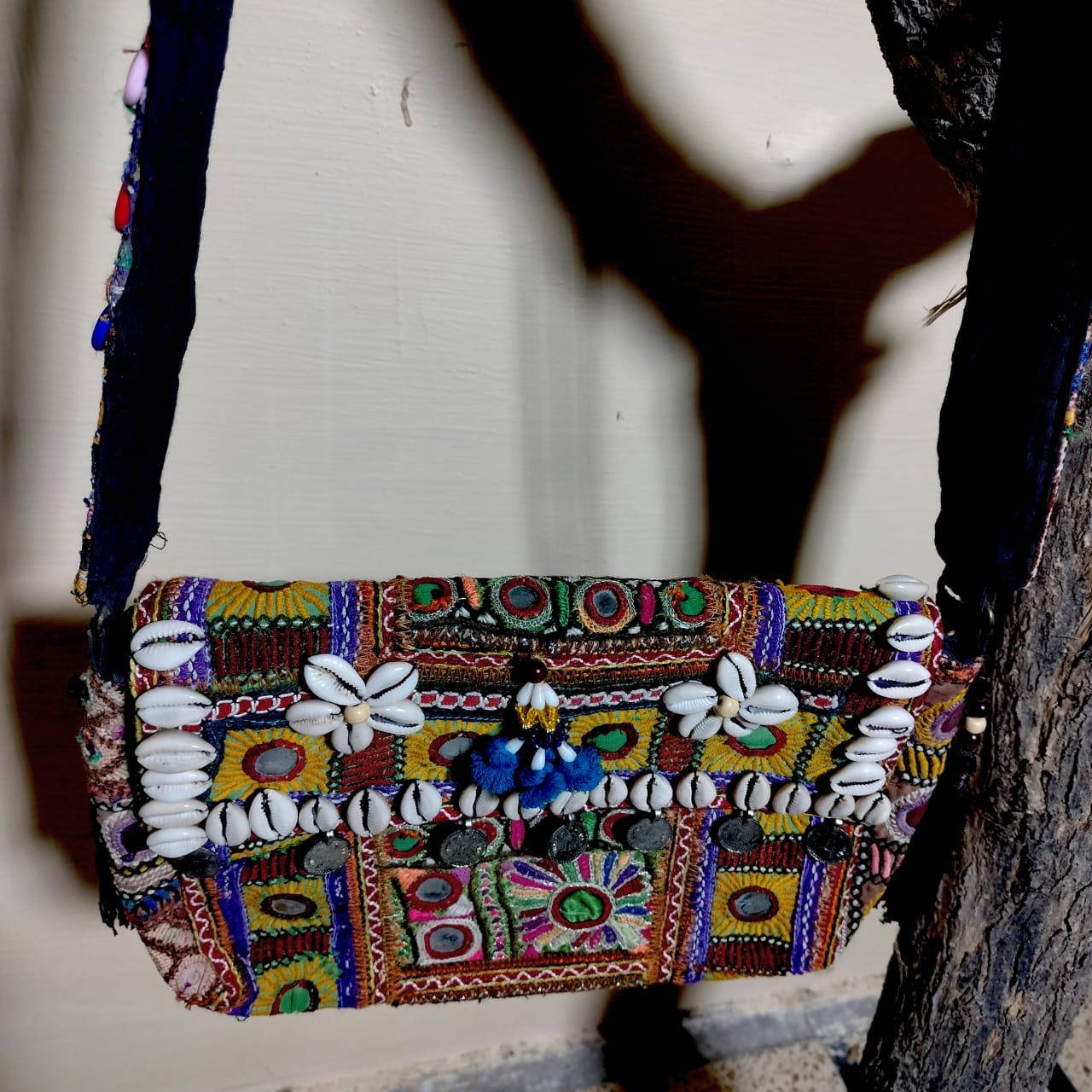 Handcrafted embroiderd tribal sling bag
