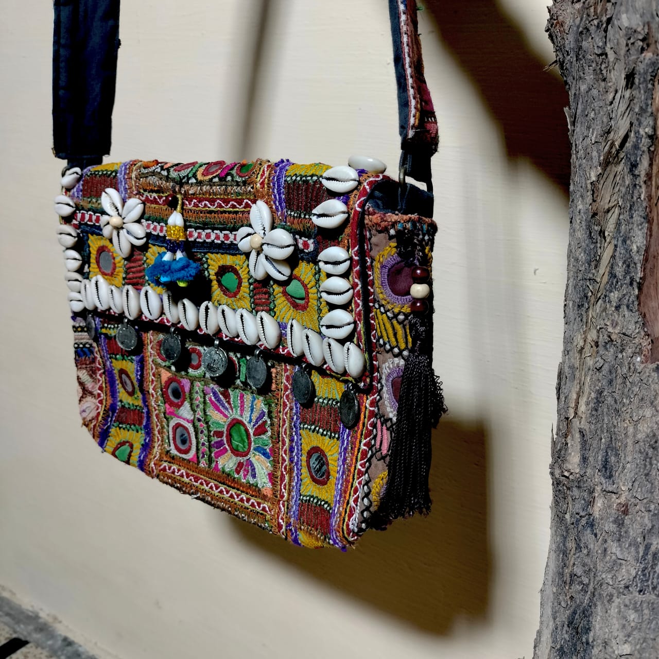 Handcrafted embroiderd tribal sling bag