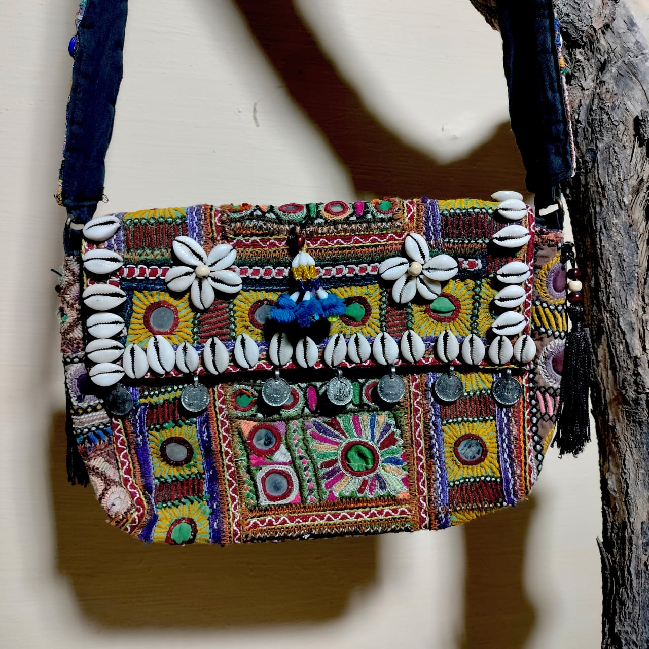 Handcrafted embroiderd tribal sling bag