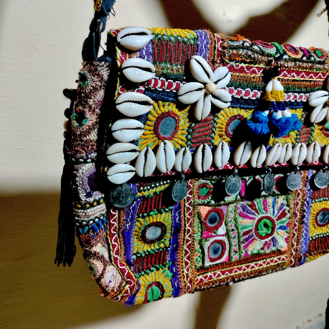 Handcrafted embroiderd tribal sling bag