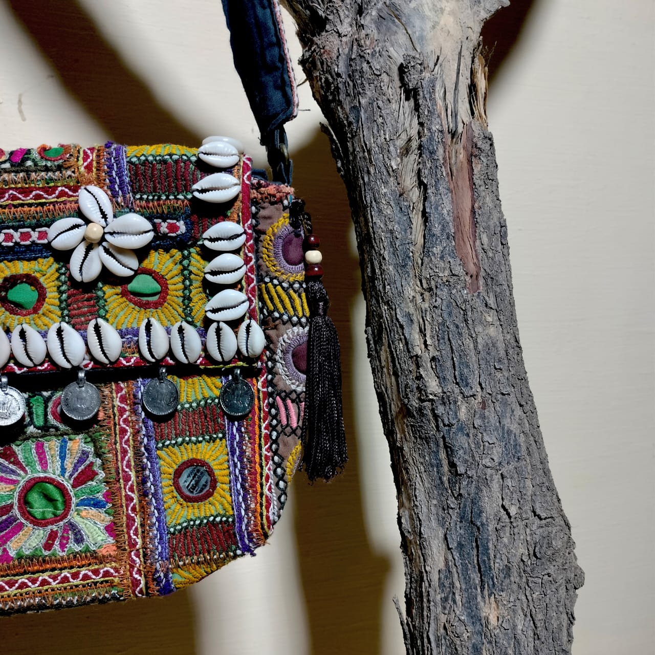 Handcrafted embroiderd tribal sling bag